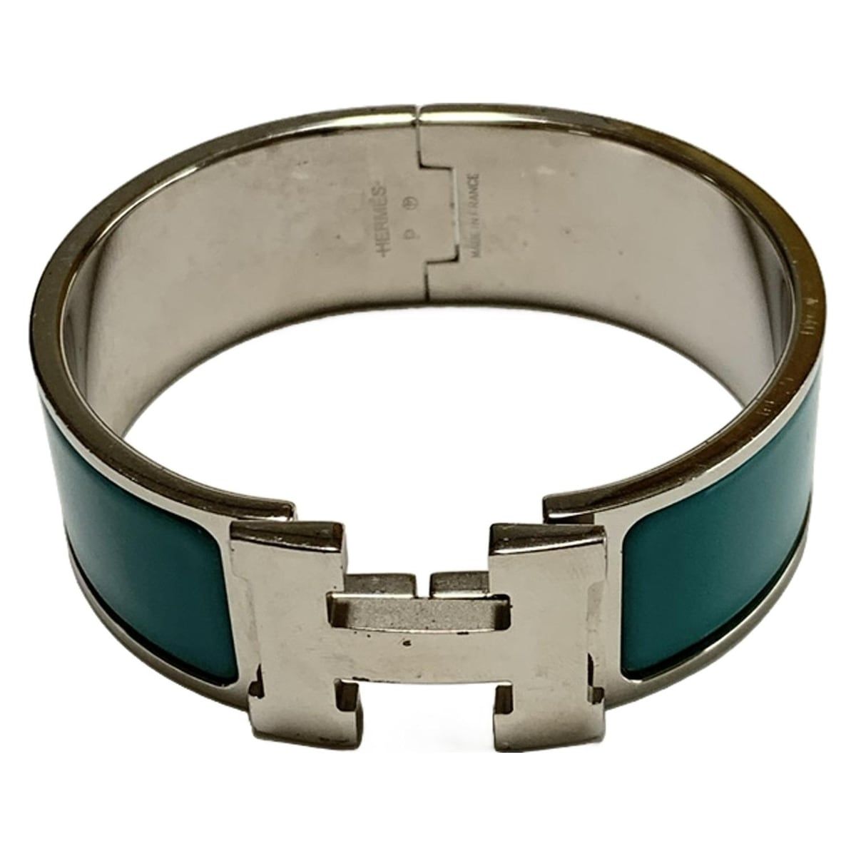 週末限定価格エルメス バングル クリッククラック 1円 エルメス クリッククラック バングル ブルー×銀色 BY919