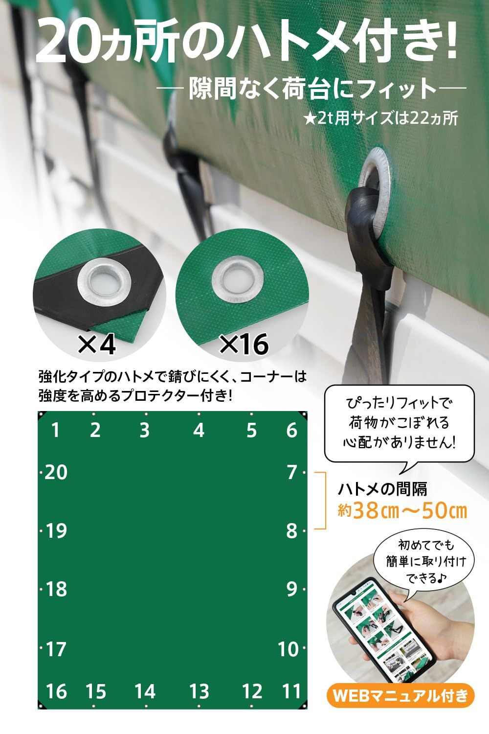 輪っかタイプのゴムバンドと荷物固定用ロープつき 軽トラック