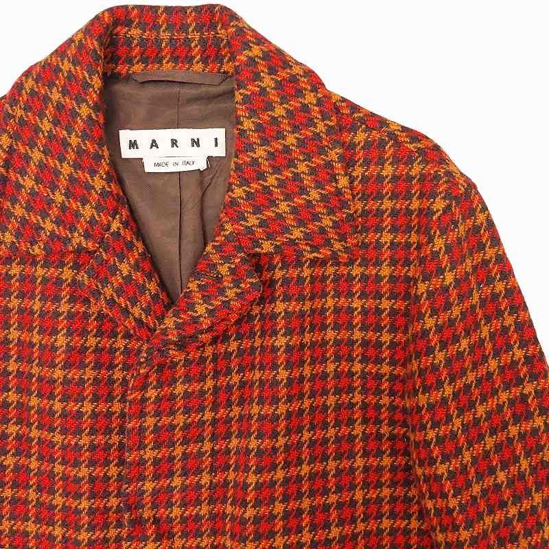 マルニ MARNI 17AW ステンカラーコート ロング 千鳥柄 チェック