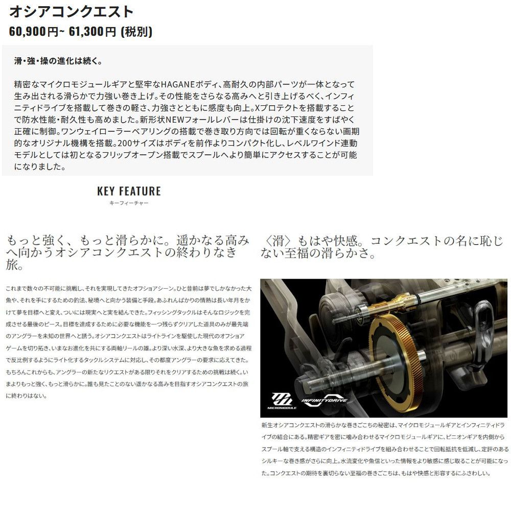 シマノ 22オシア コンクエスト 301 PG 両軸リール 釣り具 OCEA 左ハンドル LEFT