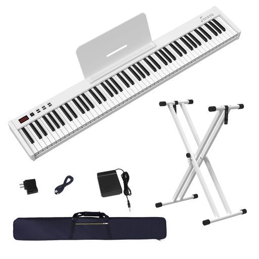 電子ピアノ 88鍵盤スタンド付き 軽量 ポータブル 88鍵 ペダル付き 白 Amazon | KIMFBAY 電子ピアノ 88鍵盤スタンド付き 軽量 ポータブル
