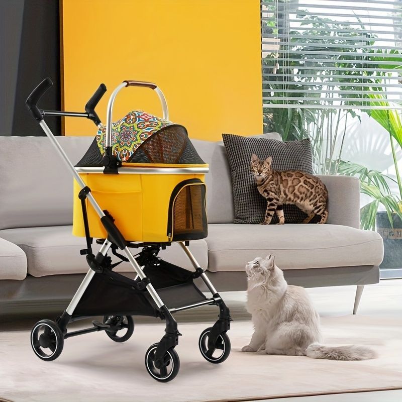 ペットカート ペットバギー 多頭 犬用 猫用 折りたたみ 折り畳み キャリーカート キャリー カート ペットバギーペットカート ペット用 介護用 小型犬 取り外し イエロー ライトグレー