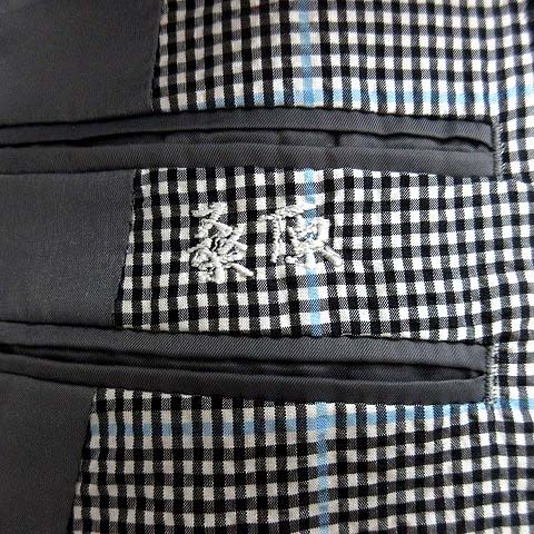 【美品】ランバン テーラードジャケット シアサッカー チェック シルク100% ランバン LANVIN シアサッカー シルク チェック テーラード