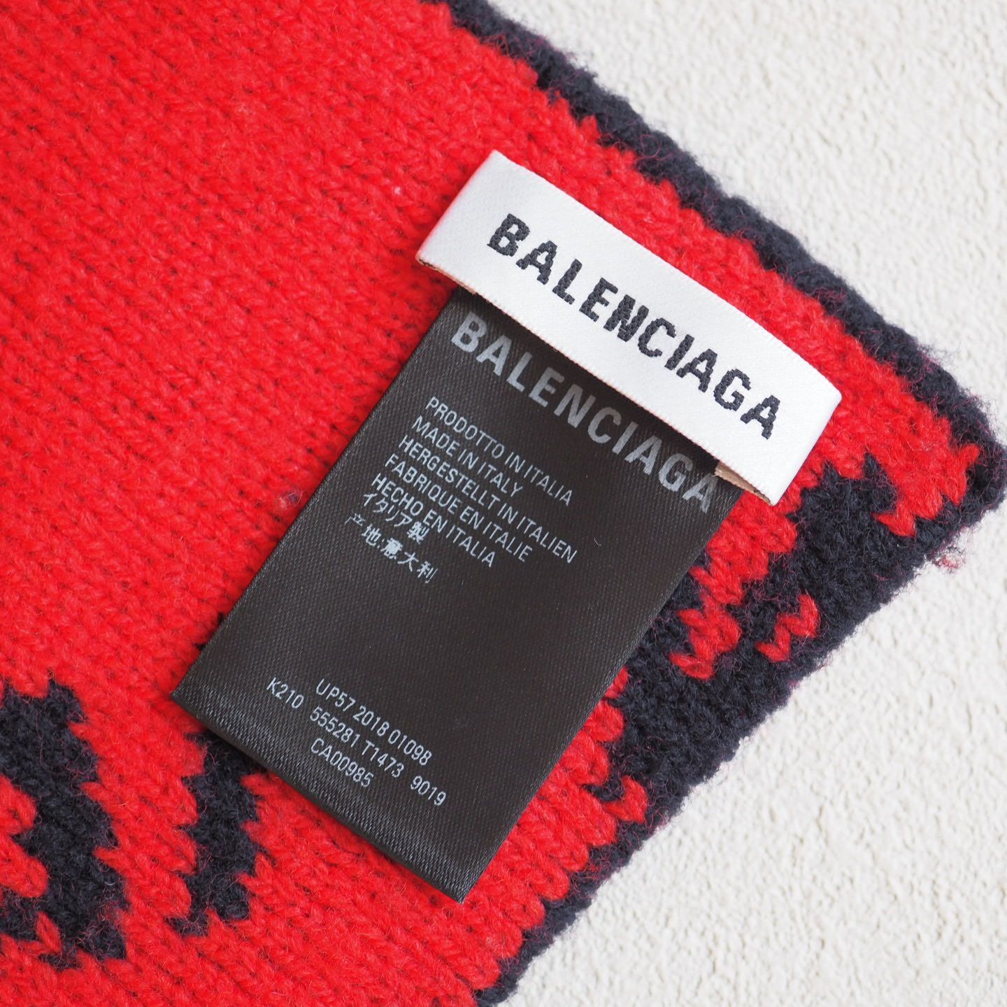 バレンシアガ BALENCIAGA18AW オールオーバー ロゴマフラー ネイビー 