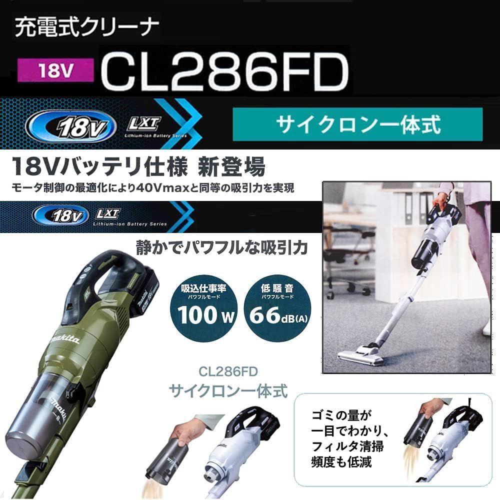 人気商品】マキタ 18V充電式クリーナ CL286FDZW 【サイクロン一体式】 本体のみ バッテリ・充電器別売 (スノーホワイト)  柴商アクセサリーバッグ付 - メルカリ