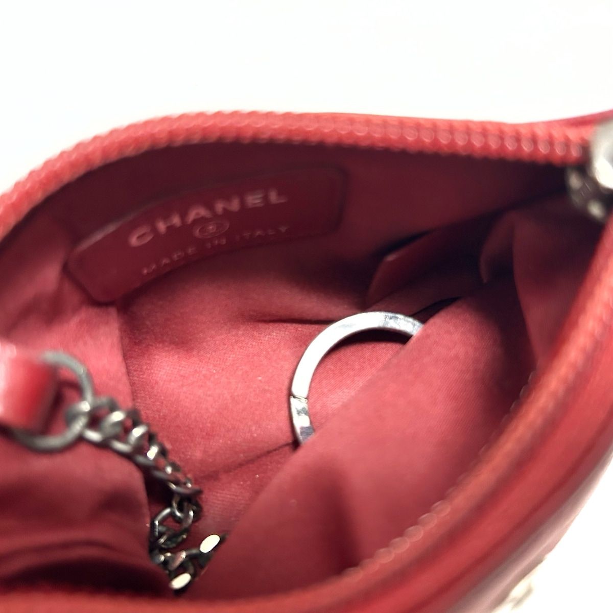 CHANEL(シャネル) コインケース カメリア ボルドー シルバー金具/キーリング付き ラムスキン