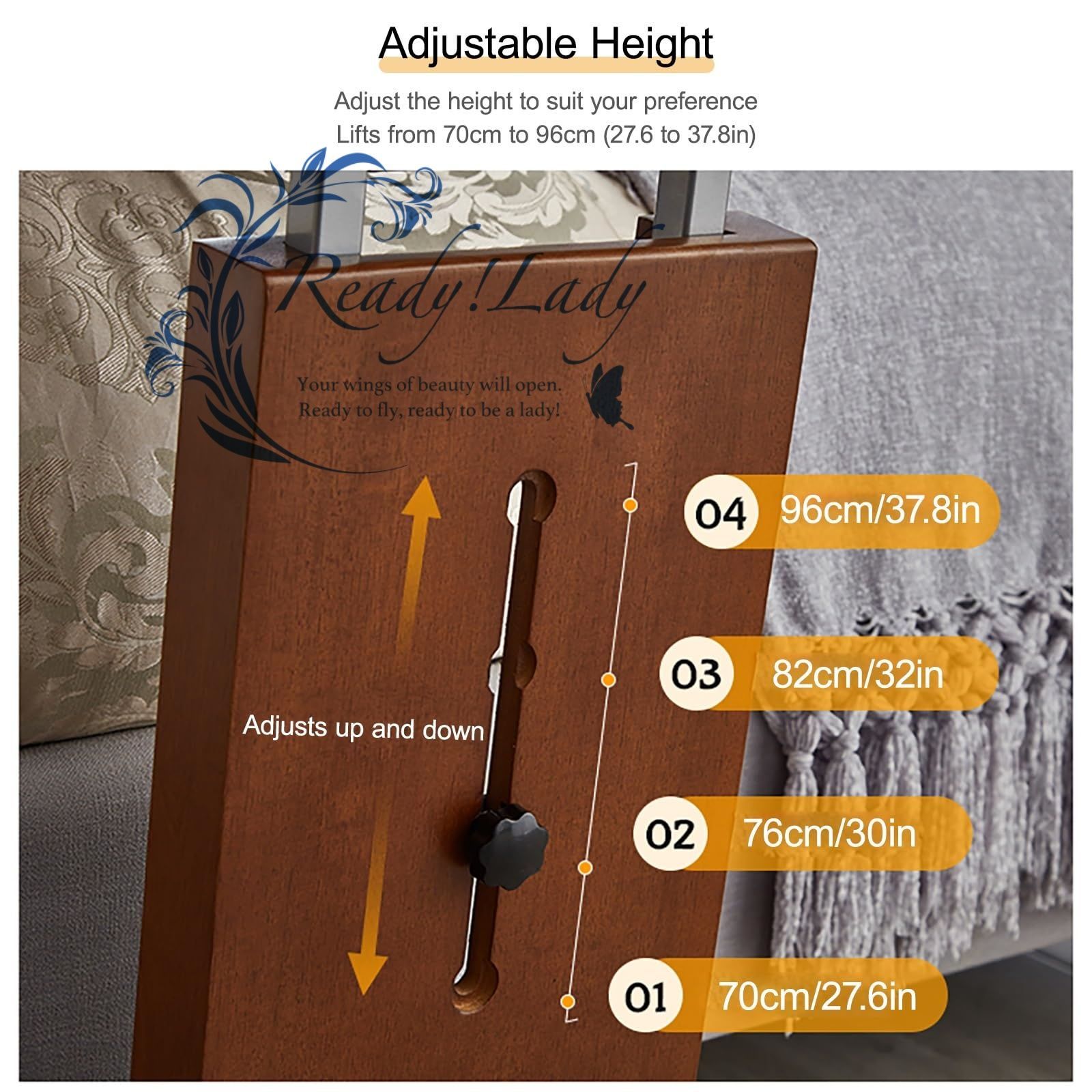 ベッドサイドテーブル 昇降式