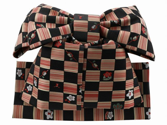 七五三 七歳用 結び帯 大寸 単品 新品 黒市松 da-237-04
