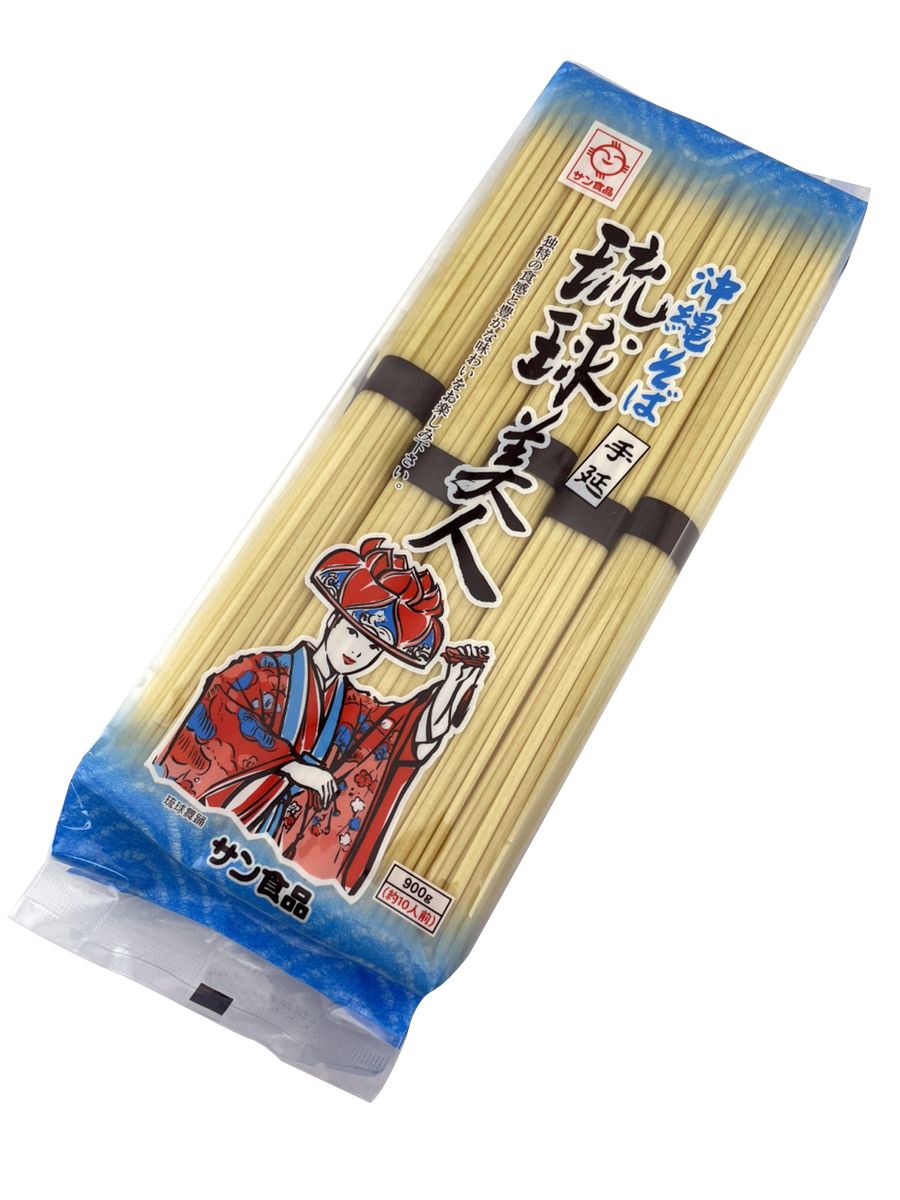 8袋セット 琉球美人 10食 10束 サン食品 機械を使わない完全手延べの沖縄そば乾麺 長期保存OK