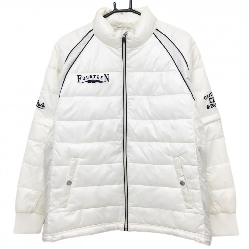 【新品】カッターアンドバック 2WAY中綿ジャケット アイボリー×ネイビー ヒートナビ ＋5 はっ水  メンズ M ゴルフウェア CUTTER＆BUCK