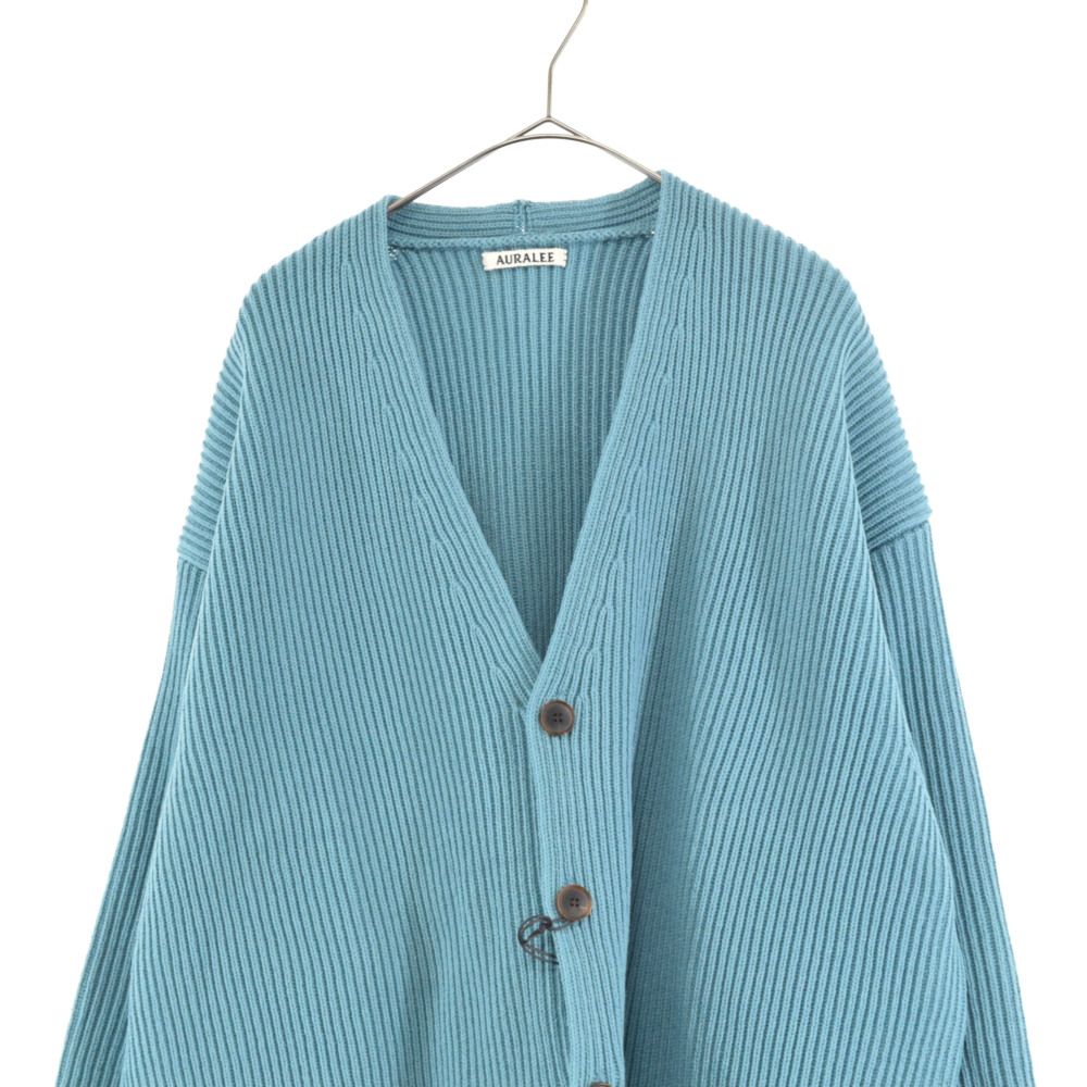 AURALEE (オーラリー) SUPER FINE WOOL RIB KNIT BIG CARDIGAN ウール ニット カーディガン  A22AC01RK ブルー - メルカリ