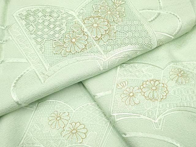 平和屋着物▼中国三大刺繍　スワトウ刺繍　汕頭刺繍　総刺繍　訪問着　吉祥雲取り花文　正絹　逸品　未使用　DAAR0294yyy