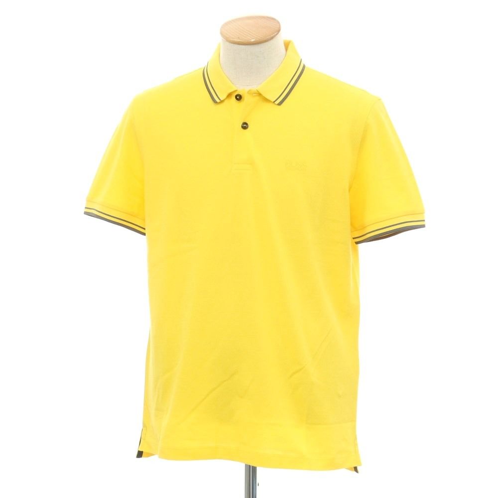 【中古】ヒューゴボス HUGO BOSS コットン 鹿の子 半袖ポロシャツ イエロー【サイズS】【メンズ】