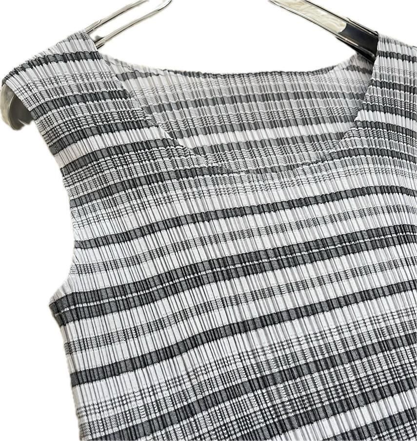 【未使用】プリーツプリーズ チェック ノースリーブ ワンピース サイズ4 プリーツプリーズPLEATS PLEASE ウェービングチェックプリント