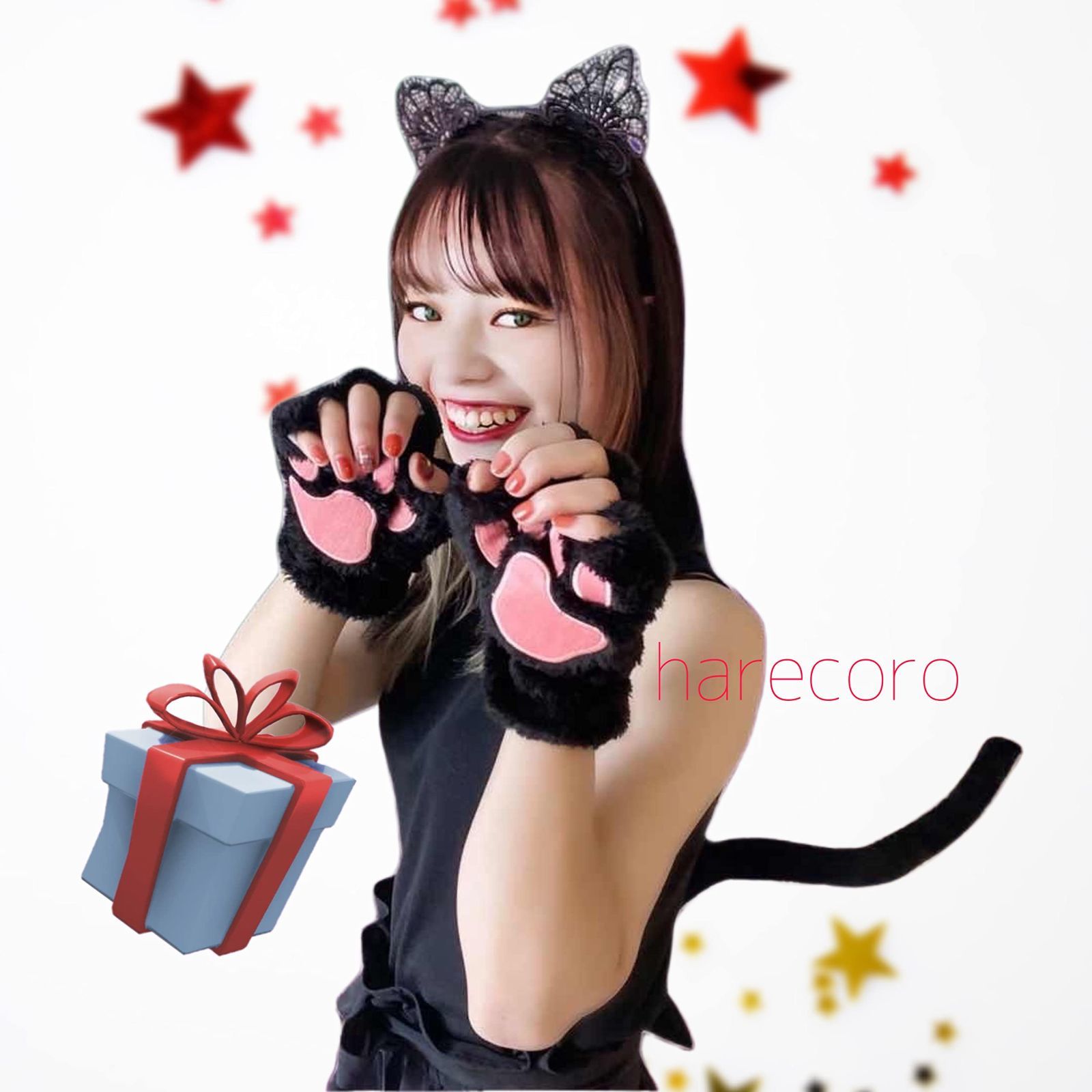 黒猫3点セット❣ 猫耳 カチューシャ コスプレ ハロウィン 手袋 ファッション