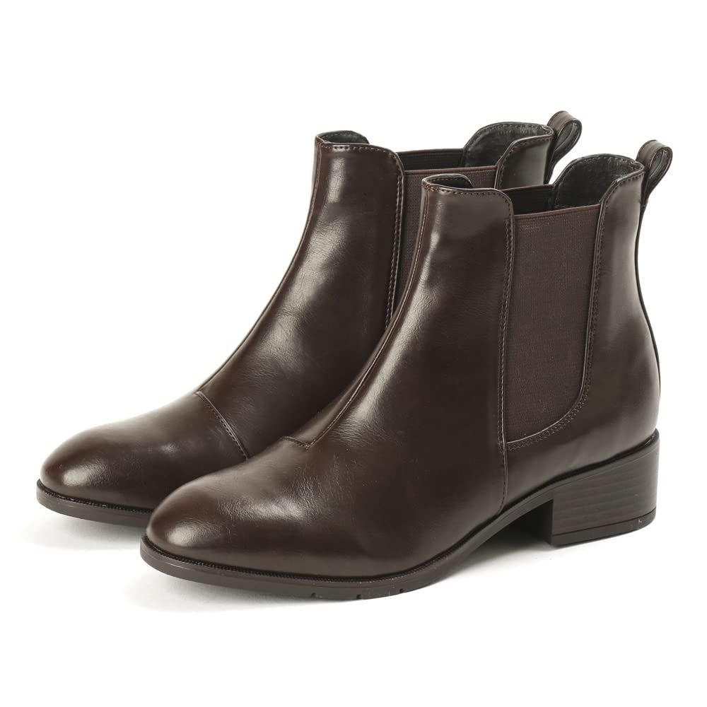 アキュアーズ ブーツ アシックス商事 晴雨兼用 トラッドブーツ 生活防水 サイドゴア 幅広2E 4cmヒール レディース AO-10213 ダークブラウン L 24.0cm