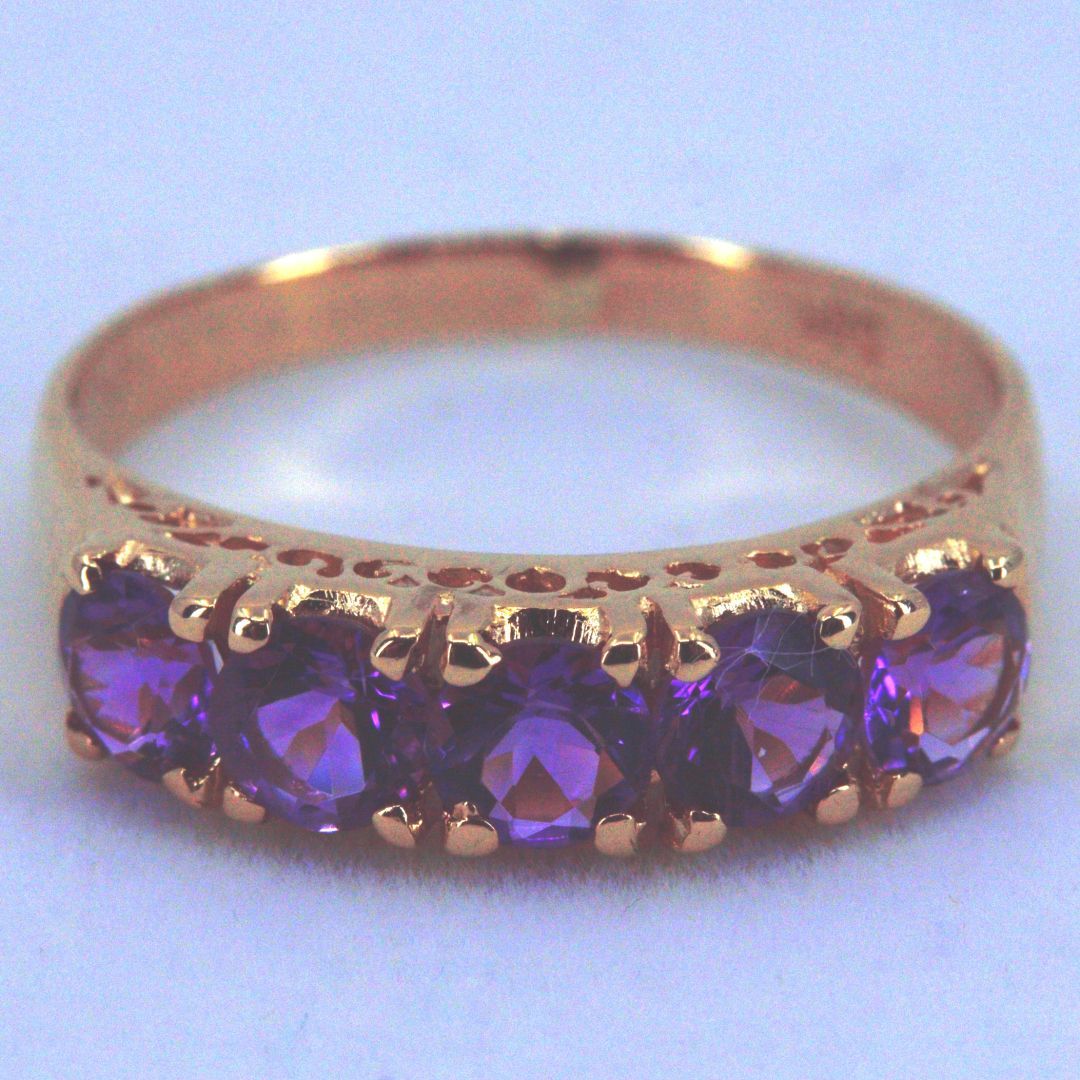 K14 アメジスト リング K14 アメジストリング 5石 - メルカリ