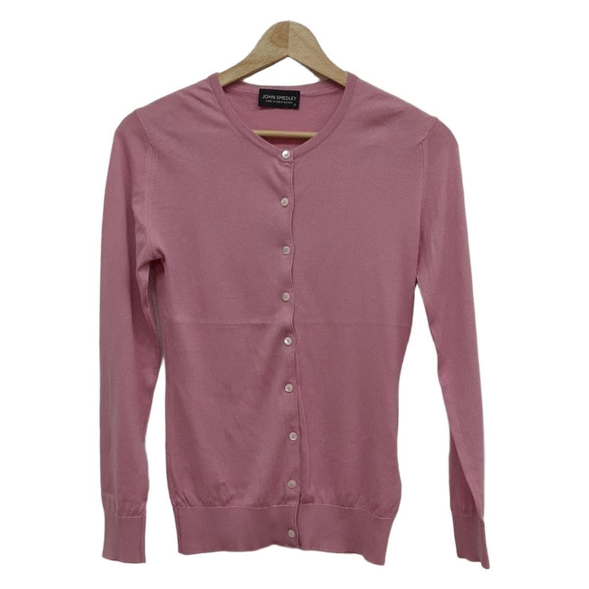 JOHN SMEDLEY ジョンスメドレー カーディガン サイズS レディース - ピンク 長袖