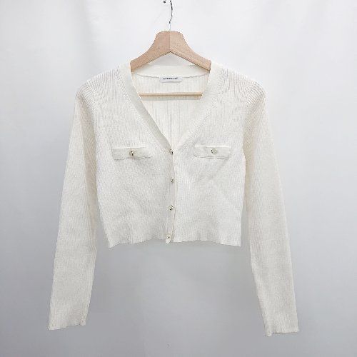 ◇ ⊇ ?vie muah パーツ装飾 長袖 ニットカーディガン サイズ1 オフホワイト レディース E ◇ ⊇ NATURAL BEAUTY BASIC ハイゲージ 長袖 カーディガン