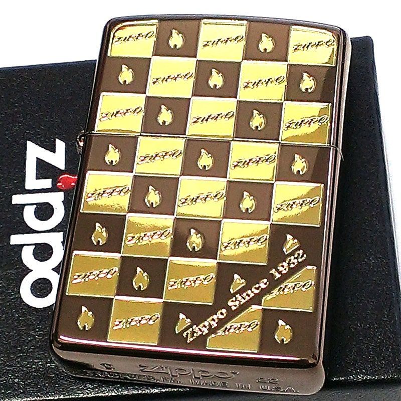 ZIPPO ライター ファイヤーマーク モノグラム ジッポ 炎 ブラウン 
