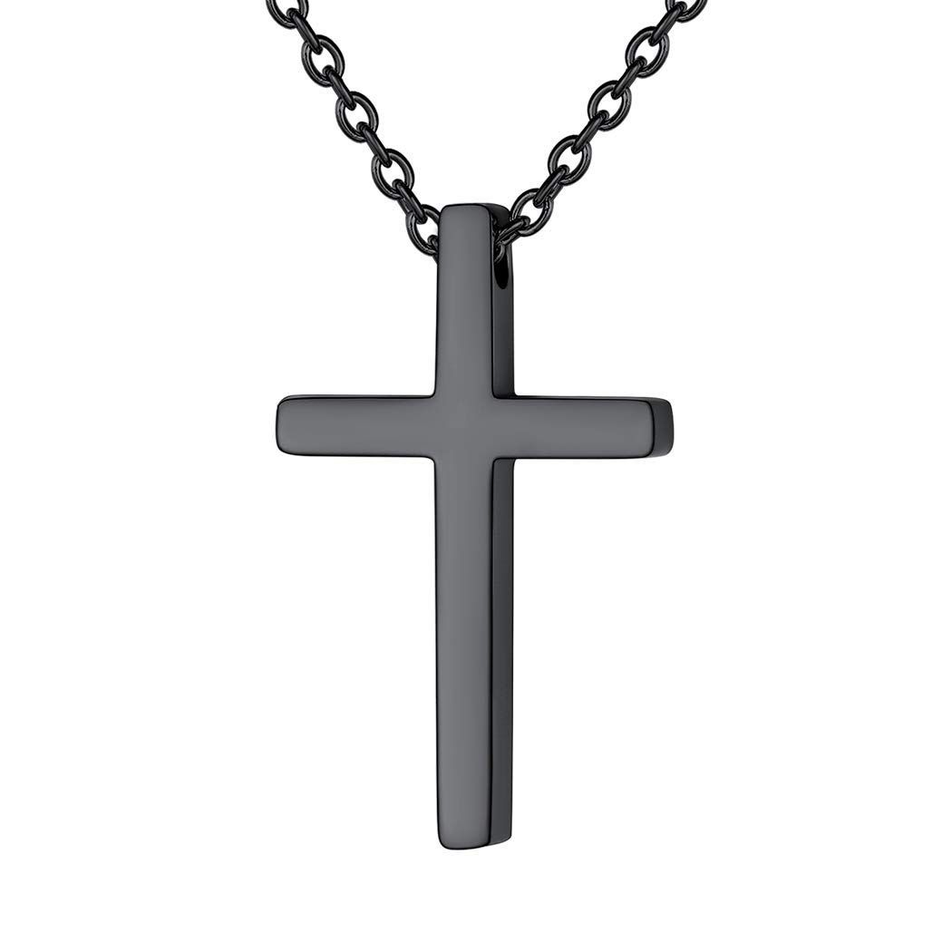【色: A】Suplight 十字架 クロス ネックレス メンズ ブラック サー