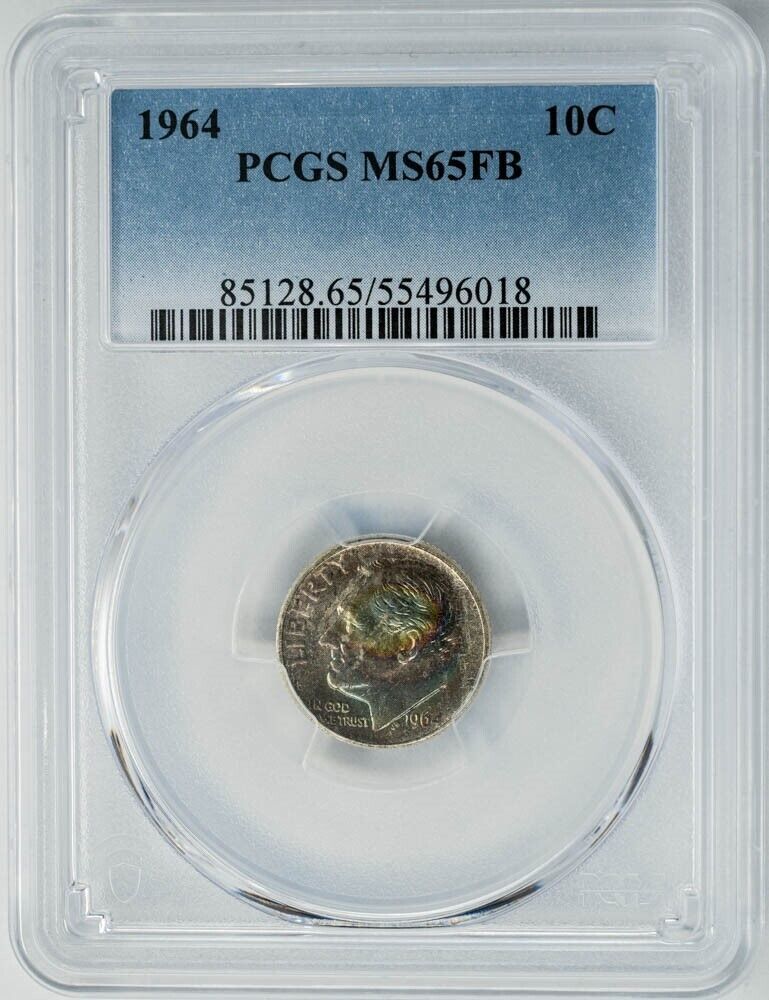 1964 Roosevelt Dime 10c MS65FB PCGSColor 949875-16