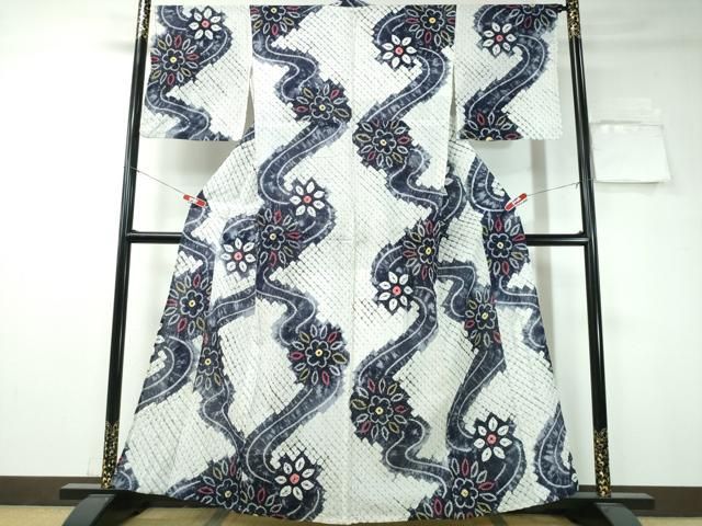 平和屋着物∴夏物 浴衣 有松鳴海絞り 流水舞花文 綿 CAAW1186ng