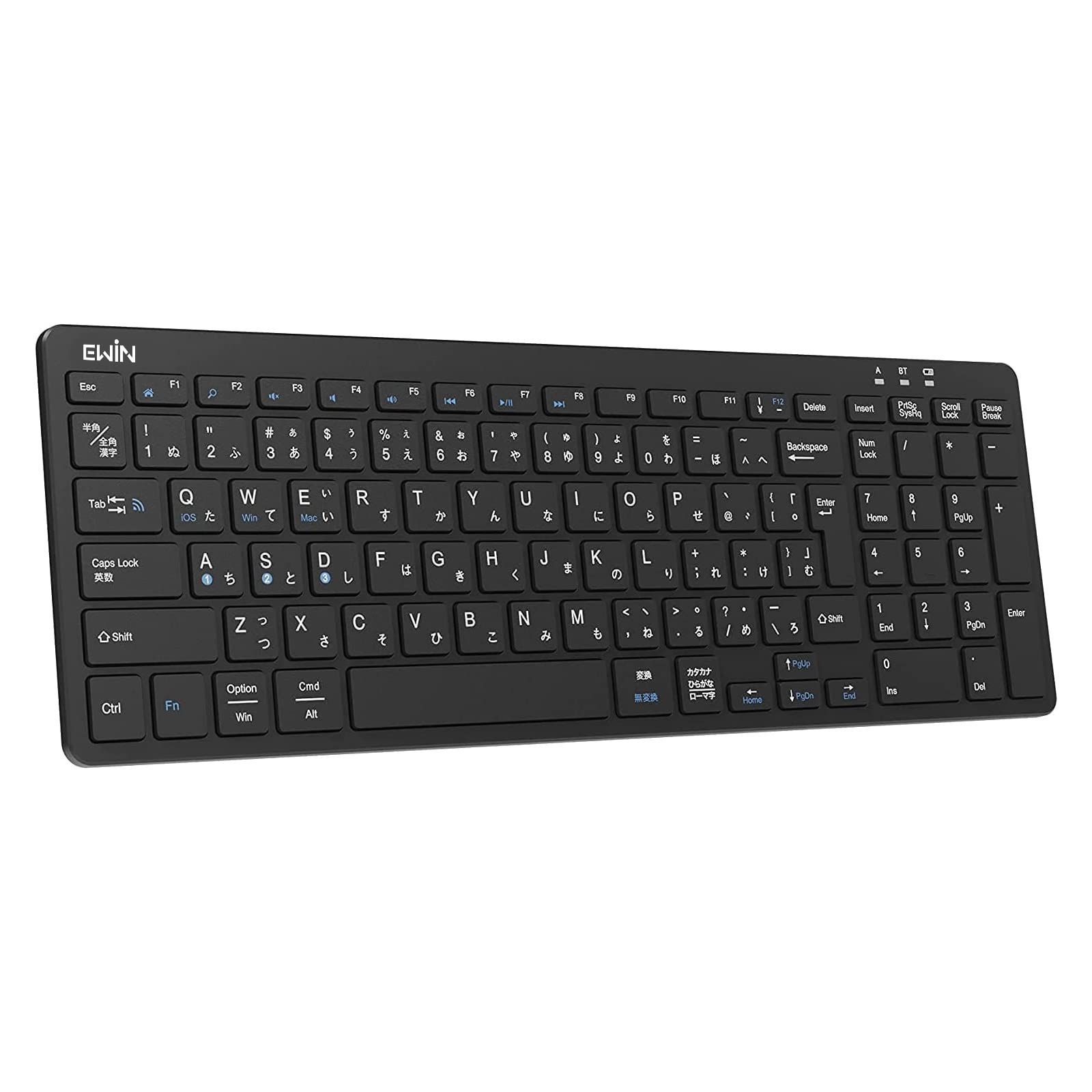 【新着商品】日本語配列 キーボード テンキー付き かな入力可能 ワイヤレスキーボード 3台デイバイス登録 ワンタッチ切替接続 Windows Bluetooth Mac iOS対応 ブルートゥース キーボード iPad ノー