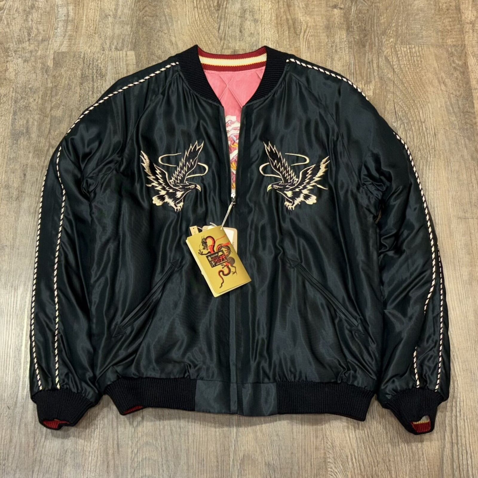 【おすすめ】テーラー東洋 スカジャン 虎 龍 鷲 M 黒 パープル おすすめ】テーラー東洋 スカジャン 虎 龍 鷲 M 黒 パープル