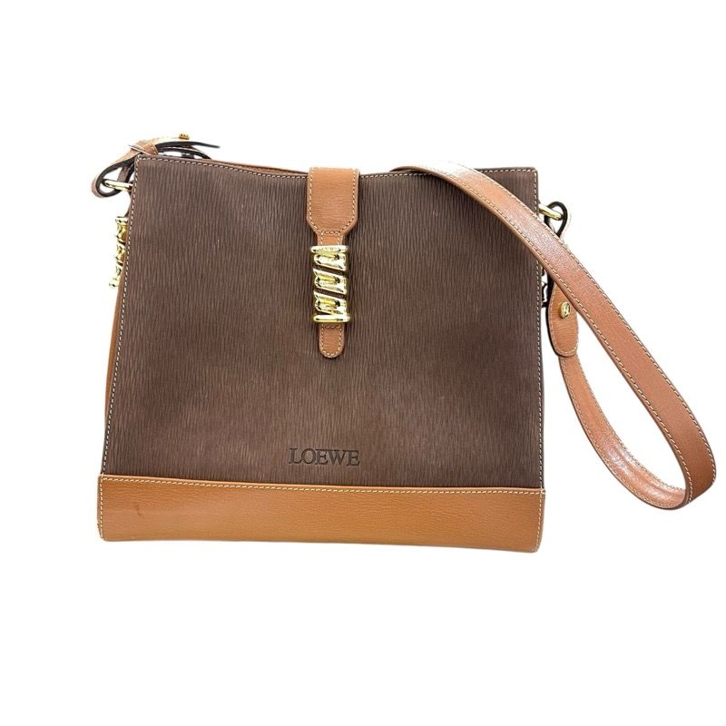 LOEWE ブラウンレザー ショルダーバッグ バッグ