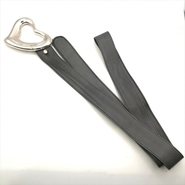 良品 Tiffany＆Co. ティファニー オープンハート レザー ベルト シルバー k5090 Tiffany & Co. - 良品 Tiffany＆Co. ティファニー オープンハート