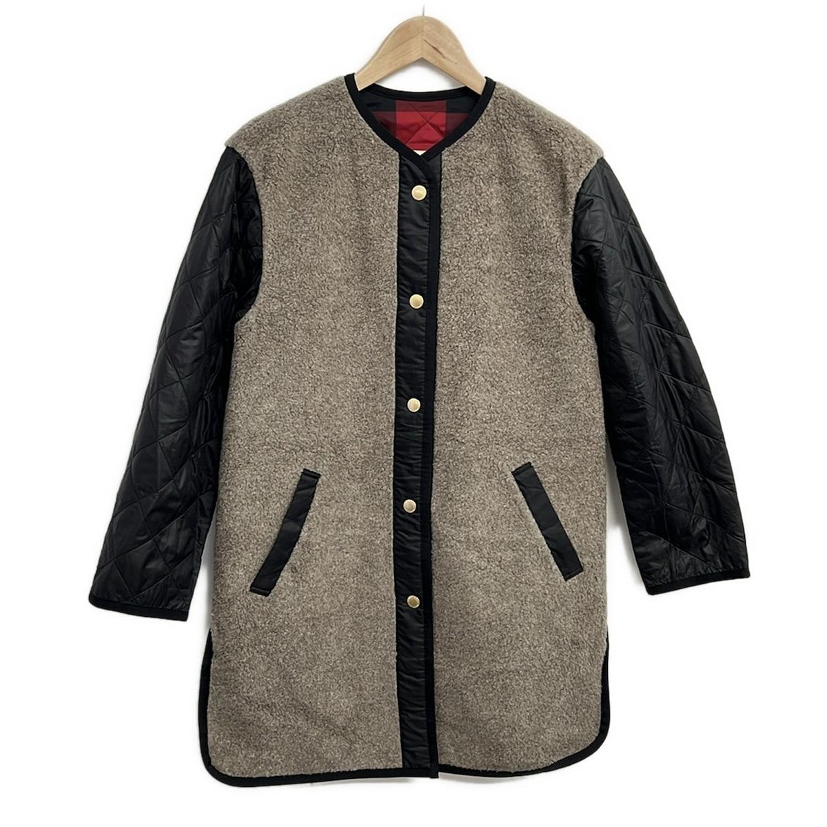 BLUE LABEL CRESTBRIDGE ブルーレーベルクレストブリッジ コート サイズ36 S レディース - グレージュ×黒×マルチ 中綿 冬 リバーシブル