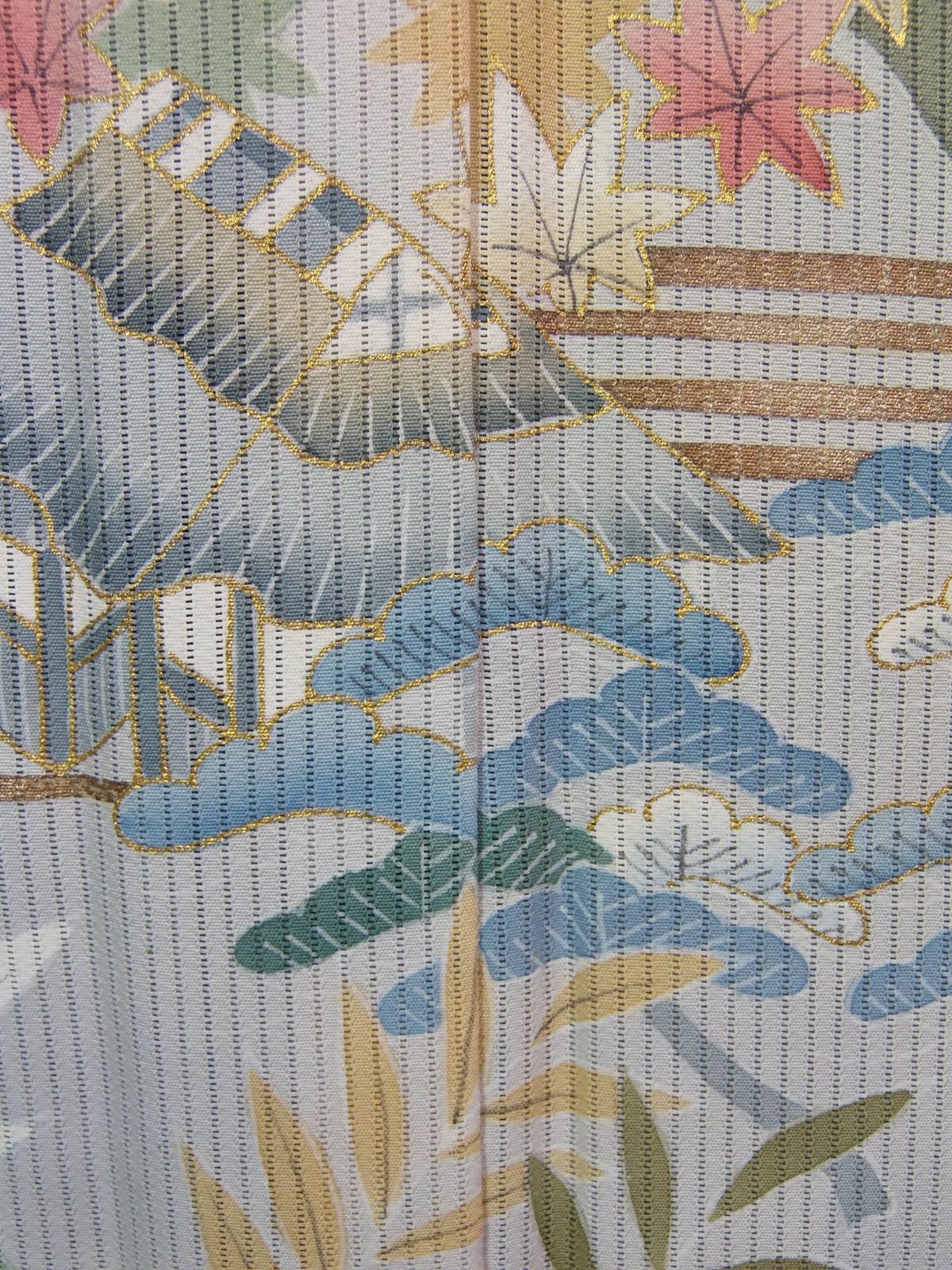 極美品 夏着物 縦絽 色留袖 一つ紋 丸に木瓜紋 茶屋辻文様 正絹