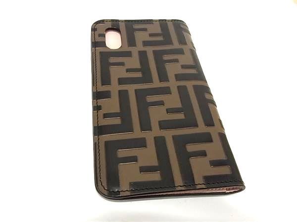 □極美品□ FENDI フェンディ ズッカ柄 レザー 手帳型 iPhoneX