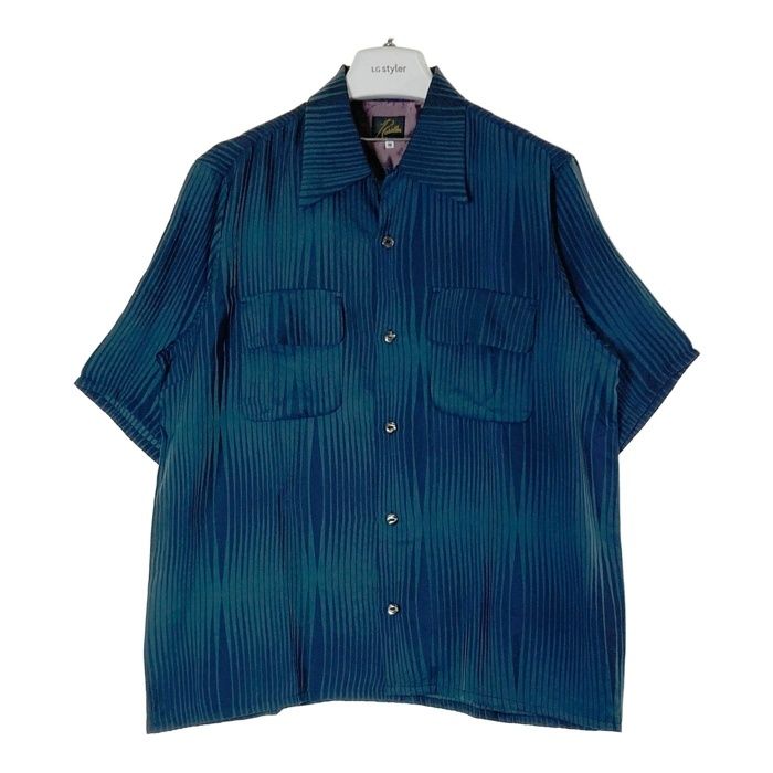 Needles ニードルズ MR147 S|S Classic Shirt 半袖クラシックシャツ ウェーブストライプ ネイビー sizeM