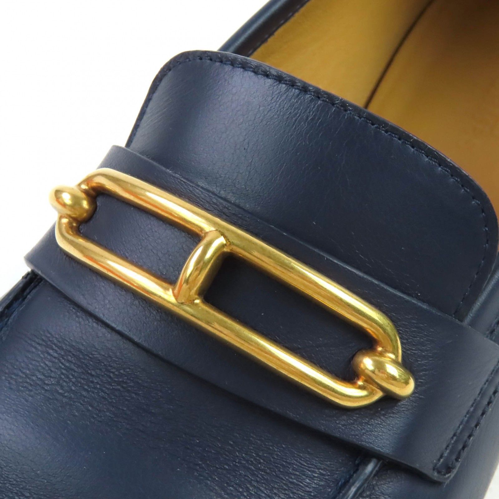 △HERMES エルメス 211041Z コレット ゴールド金具 ルリバックル レザー ローファー ブルーインディゴ 38 き イタリア製 レディース KIN-KAAI_COM