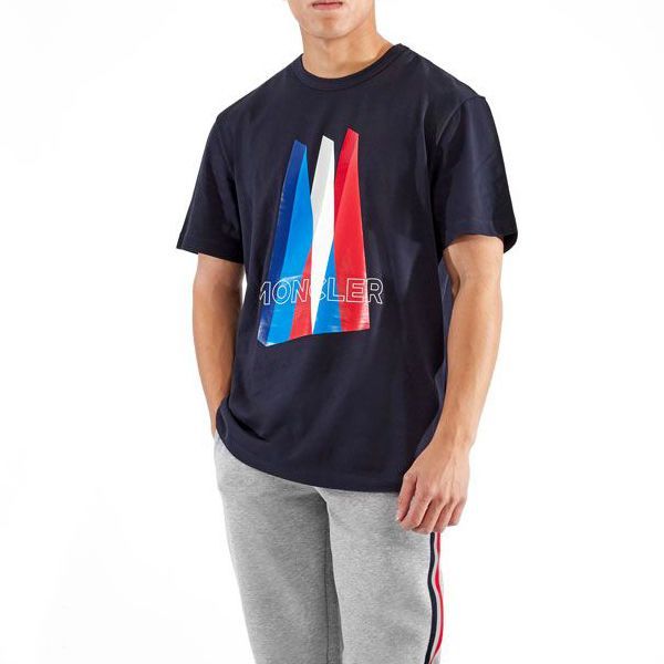 124 MONCLER モンクレ ール 8C78410 8390T ネイビー ロ ゴ 半袖 T  