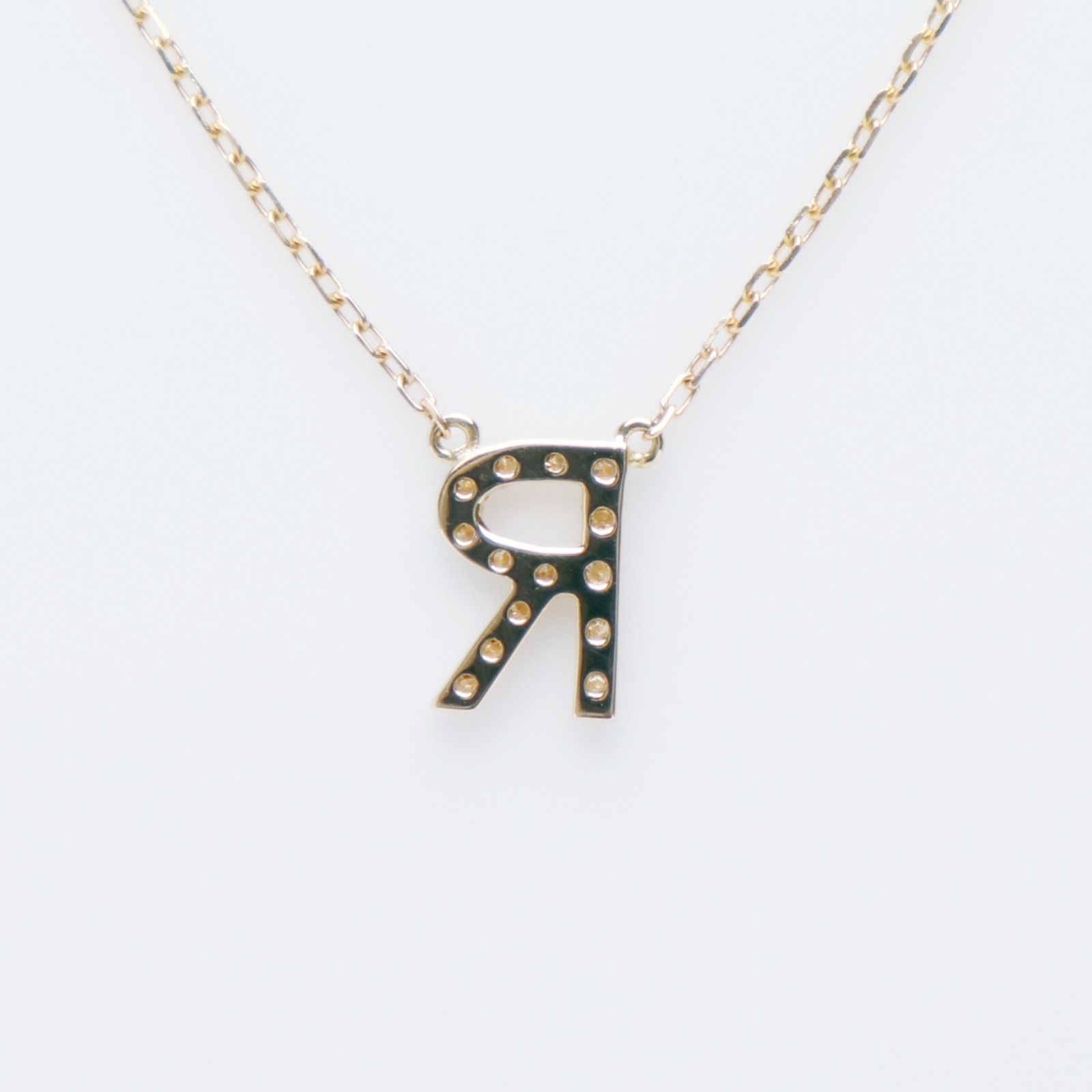 AHKAH アーカー イニシャルR K18 ダイヤモンド D.0.06ct ネックレス