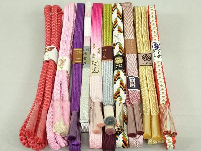 平和屋着物●和装小物　帯締め10本セット　手組紐　組紐　冠組　松坂屋扱い　長尺　逸品　未使用　DAAW8494zzz 平和屋着物○和装小物 帯締め10本セット 手組紐 組紐 冠組 松坂屋