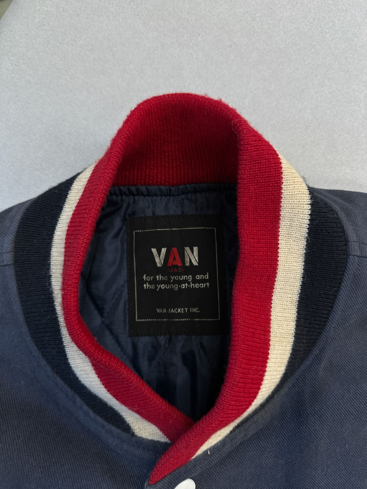 80's Van Jacket ヴァンヂャケット スタジャン ワッペン付 8 単 80's Van Jacket ヴァンヂャケット スタジャン ネイビー系