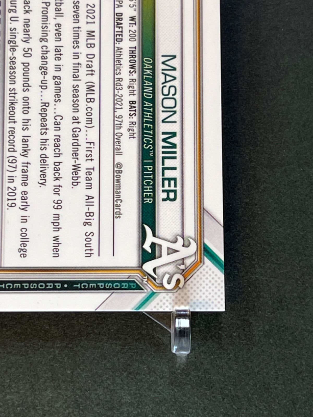 メイソンミラー直筆サインカード 2021 Bowman Chrome Draft 1st Bowman 