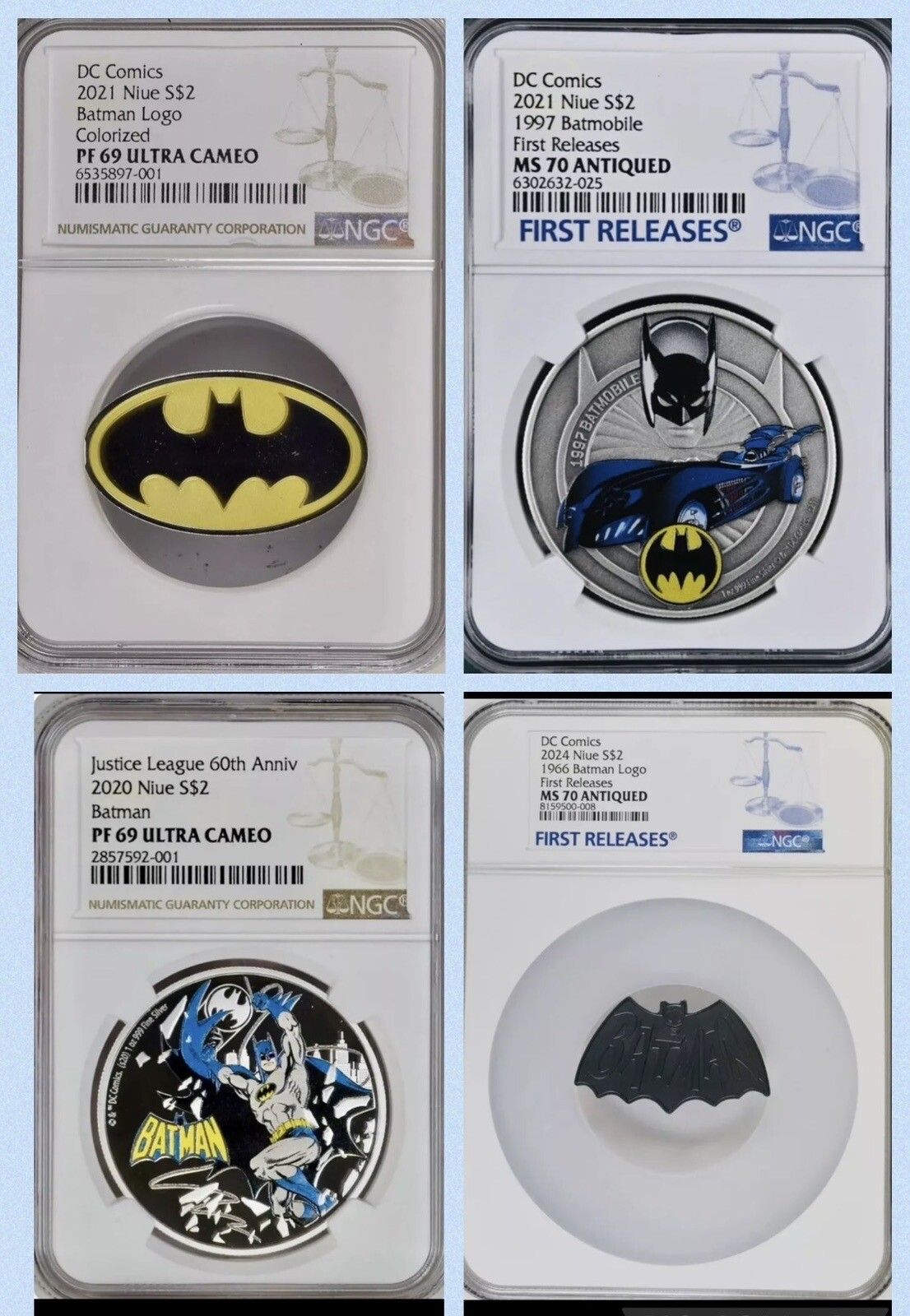 4 Batman Coin Favites 1997 2020 2021 2025 Niue 1oz NGC MS70|PF69 UC|FR