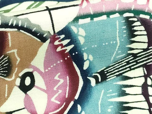 平和屋本店□極上 人間国宝 玉那覇有公 本場琉球紅型 九寸名古屋帯 紬