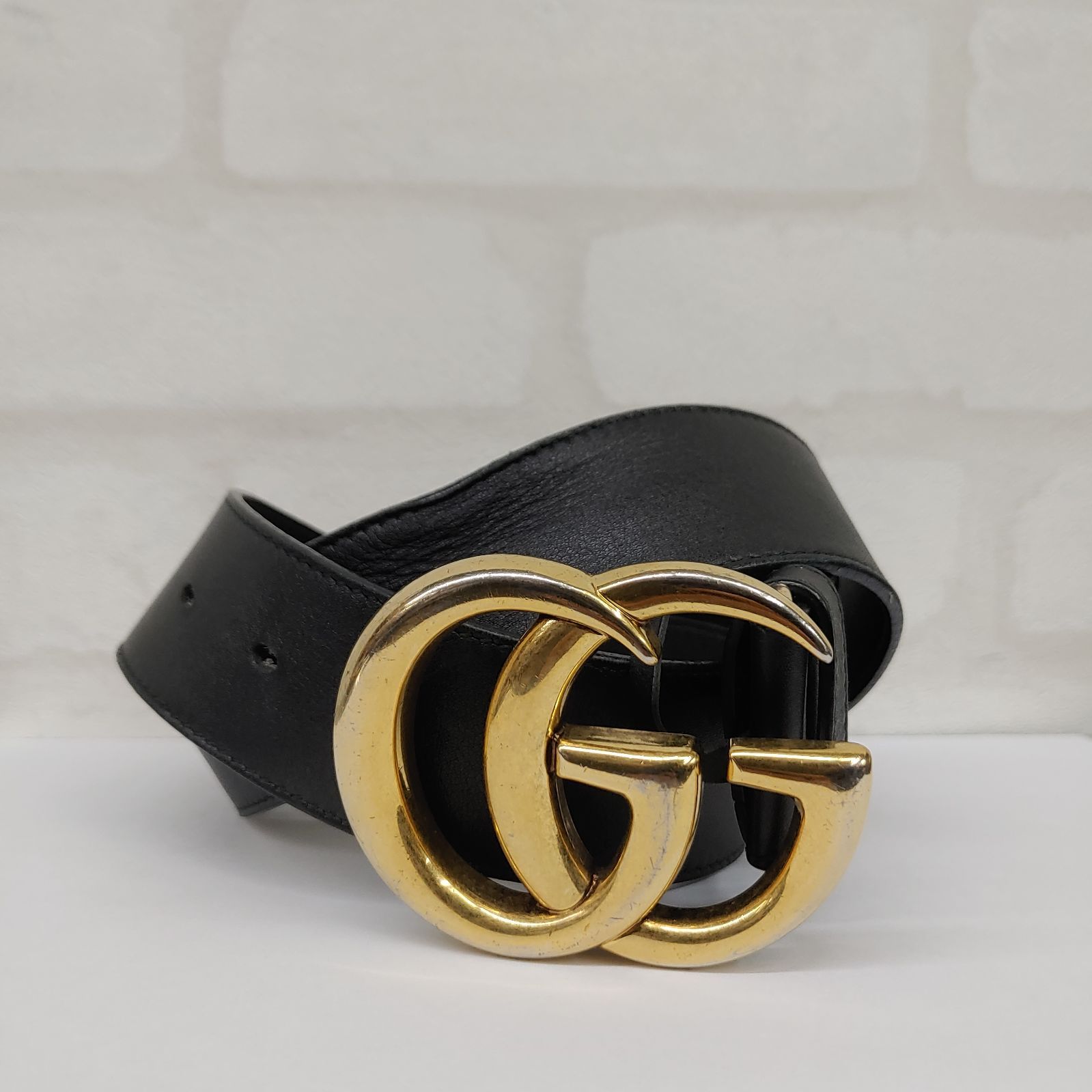 GUCCI グッチ GGマーモント ダブルGバックル レザーベルト #80