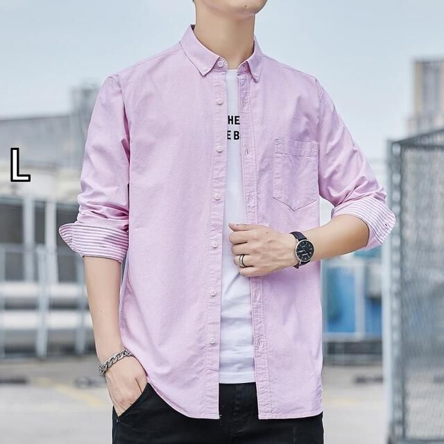 品質保証 [L ]メンズ ファッション 服 男性用 オシャレ シンプル 大人 かっこいい ストリート 春 コットン オックスフォード 長袖 シャツ ビジネス カジュアル ジャケット トップス その他