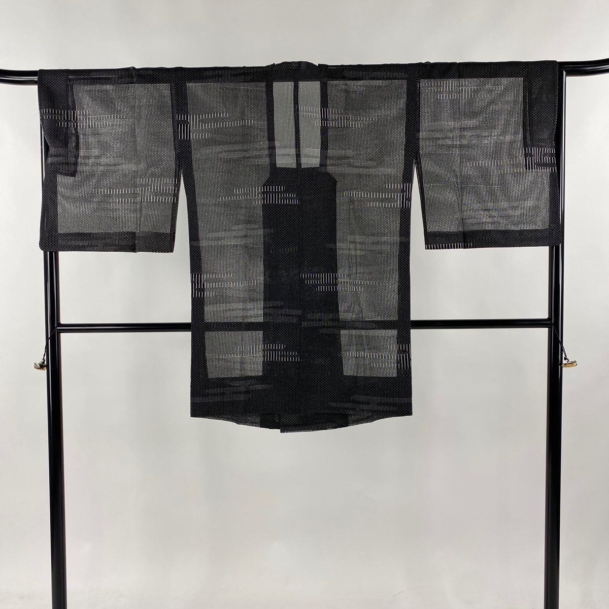 道行 身丈90cm 裄丈65cm M 和装コート 角衿 ヱ霞 黒 正絹 秀品