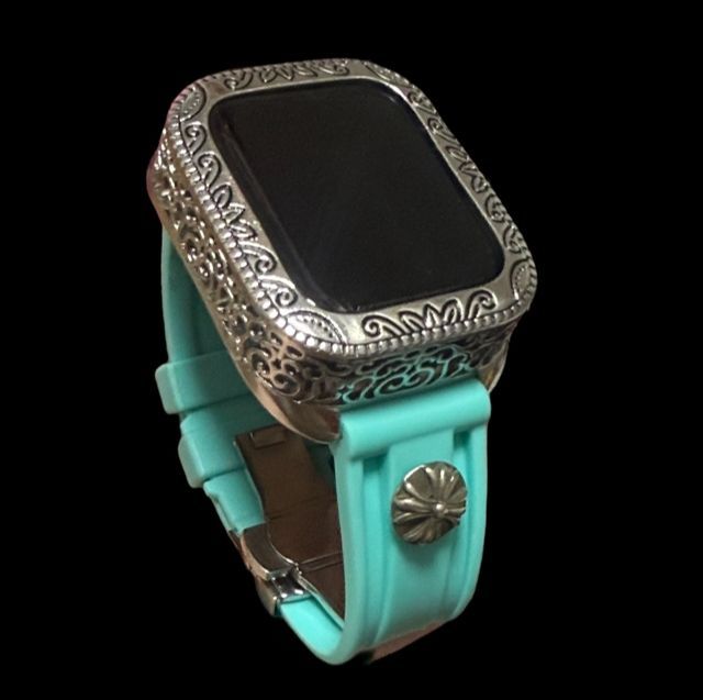 アップルウォッチカバー カスタムラバー ベルト ティファブルー ミント バンド ケース