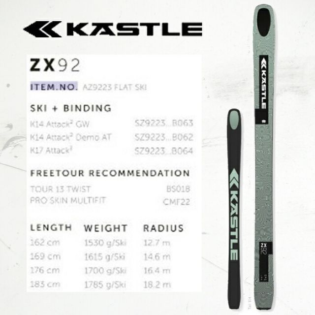 ケスレ スキー板 23-24 KASTLE ZX ゼットエックス 92 AZ9223 フリー