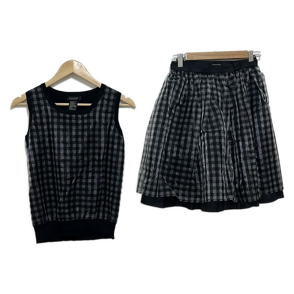 ダブルスタンダードクロージング スカートセットアップ レディース - 黒×クリア VANILLA COUTURE|チェック柄|シースルー