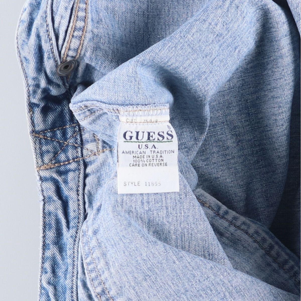 古着 90年代 ゲス Guess デニムベスト USA製 メンズM相当 ヴィンテージ 
